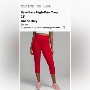 Lululemon red cropped leggings